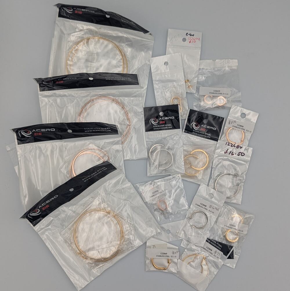 17-Piece New in Bag Stainless Steel Earring Lot | Reseller Bundle